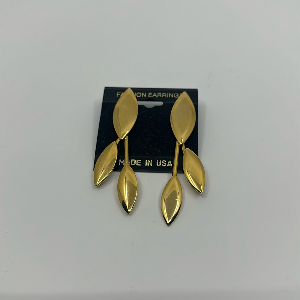 Vintage Goldtone Large Statement Post Earrings - image 1